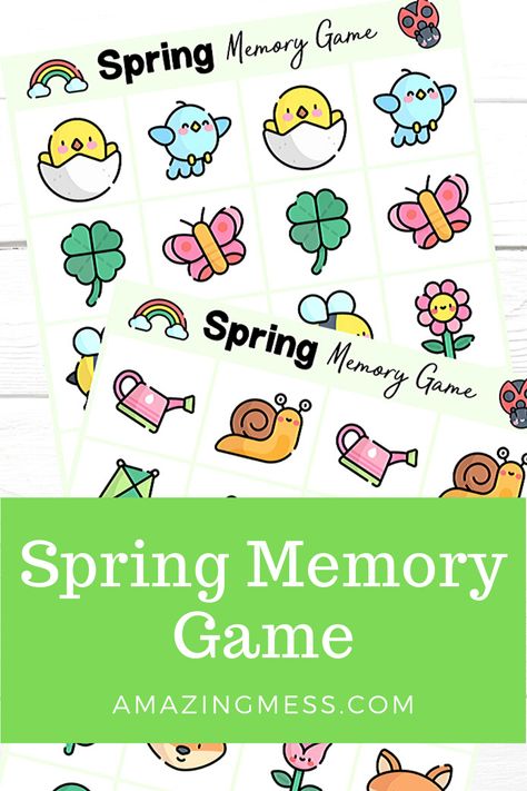 Spring Memory Game Free Printable, Spring Memory Game, Kids Game Night, Fun Christmas Party Ideas, Bee Activities, Home Party Games, Backyard Activities, Prek Classroom, Spring Games