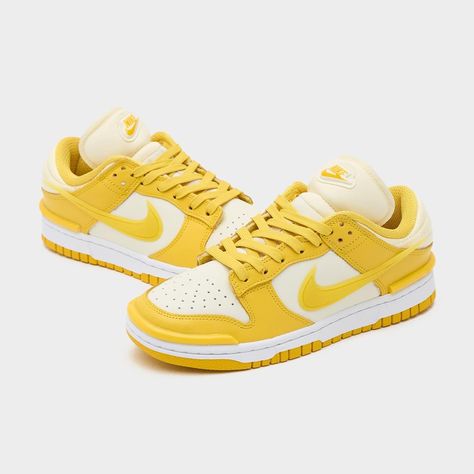 Nike Dunk Low Twist “Vivid Sulfar” Nike Dunk Low Yellow, Yellow Dunks, Yellow Nike Shoes, Nike Dunk Low Twist, Nike Dunk Outfit, Shoes Dunks, Dunk Outfit, Shoe Goals, Hoco Ideas