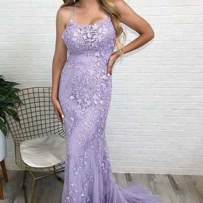 Lavender Prom Dresses, Mermaid Prom Dresses Lace, Prom Dresses Long Lace, Winter Formal Dresses, Tulle Evening Dress, Lace Prom Dress, Long Prom Dresses, Mermaid Evening Dresses, Applique Dress