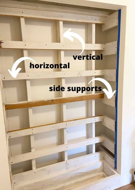 Hall Closet Bookcase, Closet Turned Bookshelf Built Ins, Book Case In Closet, Convert Closet To Library, Closet Converted To Bookshelf, Turn Closet Into Built In Bookcase, Closet Into Bookshelf, Closet Turned Library, Closet Turned Into Shelves Built Ins