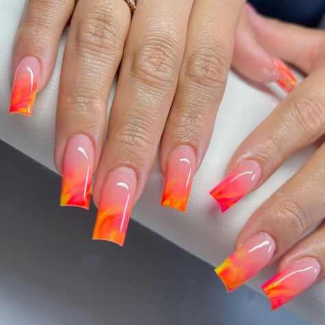 Orange Acrylic Nails, Orange Nail Designs, Orange Nail, Summery Nails, Summer Acrylic Nails, Nagel Inspo, Short Acrylic Nails Designs, Summer Nails Colors, Yellow Nails