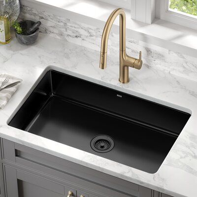 Black Undermount Kitchen Sink, Black Granite Sink, Cast Iron Sink, Gold Faucet, Black Kitchen Sink, Kitchen Sink Stainless Steel, Black Sink, Modern Sink, Fireclay Sink