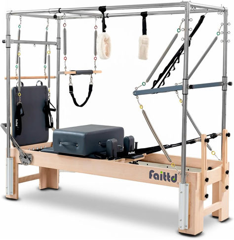 Quality Pilates Equipment: Faittd an equipment manufacturer specializing in p Pilates fitness, twenty years of precise design of fitness equipment, putting all high quality products into the hands of customers, providing a home fitness system that restores total health. Use our Pilates reformer to improve your posture and have a better quality of life. The Pilates Cadillac Gym is a combination gym and Cadillac. It can be safely and easily converted between Cadillac and Reformer. Pilates Cadillac, Reformer Machine, Pilates Machine, Pilates Equipment, Reformer Pilates, Yoga Equipment, Home Workouts, Yoga Training, Cycling Workout