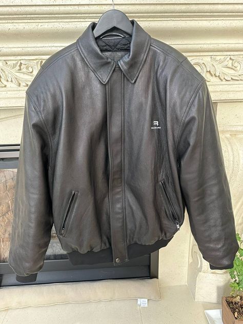 Balenciaga Balenciaga Sporty B Taxi Leather Bomber Jacket | Grailed Balenciaga Leather Jacket, Hoodie Outfit Men, Leather Hoodie, Balenciaga Leather, Concept Clothing, Balenciaga Mens, Men's Outerwear, Hoodie Outfit, Leather Jackets