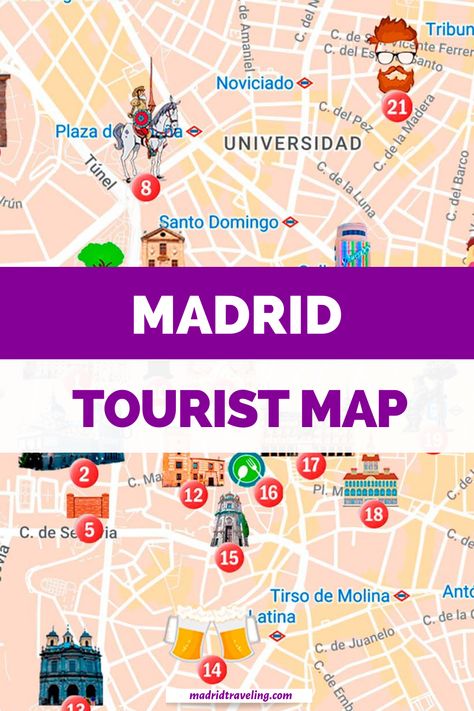 The Best Madrid Tourist Map to Easily Explore the Top-rated Attractions Madrid Tourist Map, Madrid Tourist Attractions, Madrid Attractions, Map Of Madrid, Madrid Map, Madrid Nightlife, Spain Places To Visit, Spain Destinations, Madrid Spain Travel