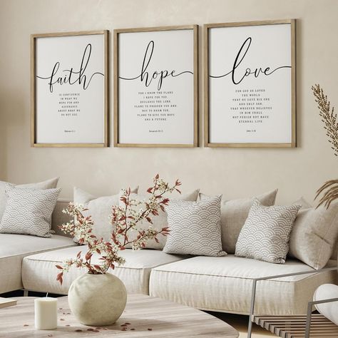 Amazon.com: Houmury Set of 3 Framed Farmhouse Bible Verses Wall Decor Sign 11”x14” Christian Faith Scripture Wall Art for Home Living Room Bedroom Wall Decor (11"x14" Brown): Posters & Prints Bible Verse For Home Decor, Bible Verse Wall Decor Living Room, Christian Signs For Home, Christian House Decor, Bible Frame, Christian Room, Christian Room Decor, Bible Quote Wall Art, Inspo Wall