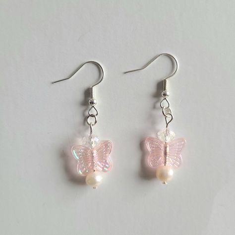 Pink Butterfly Dainty Earrings. Made With Acrylic Beads, Glass Beads, And Freshwater Pearls. Nickel Free Findings. Brand New Condition. Ships Next Business Day Offers Are Welcome Jewelry Sale Buy 2 Get 1 Free Buy 4 Get 2 Free Bundle And Save 90s 2000s Unisex Casual Preppy Quirky Fun Spring Summer Boho Bohemian Cool Kid Beaded Jewelry Handmade Accessories Early 2000s Earrings, Handmade Butterfly Earrings, Butterfly Bead Earrings, Cute Beaded Earrings, 2000s Earrings, Pearl Bead Earrings, 2000s Party, Y2k Earrings, Bumble Bee Earrings