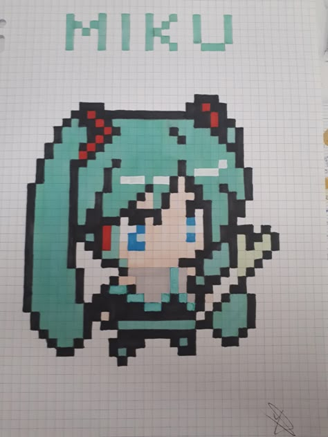 Vocaloid Pixel Art, Hatsune Miku Pixel Art, Tarzan Quotes, Miku Pixel Art, L Anime, Easy Pixel Art, Pixel Art Grid, Kandi Patterns, Pixel Design