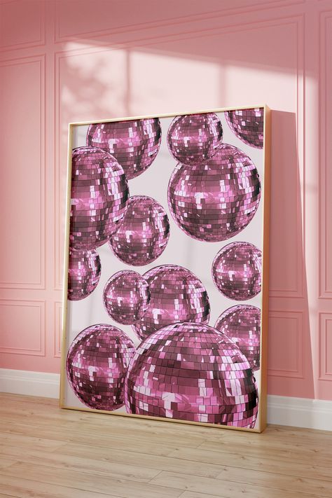 Retro Print Pink Disco Ball Wall Art Trendy Printable Art Vintage Print Disco Decor Retro Poster Wall Art Print Aesthetic Funky Print Preppy Welcome to ArtPrintsbyDesigner💫 💿DIGITAL DOWNLOAD💿 --NO PHYSICAL PRINTS OR FRAMES ARE INCLUDED-- INCLUDED FILES: You will receive a PDF file with a download link which includes 5 high-resolution JPG images at 300 dpi, upon completing your purchase and confirming payment,   ✨To access your files, simply download them once they are available. ✨Once the dow Brow Room, Disco Ball Wall Art, Disco Ball Wall, Disco Kugel, Disco Decor, Disco Ball Print, Pink Disco Ball, Art Print Aesthetic, Disco Decorations