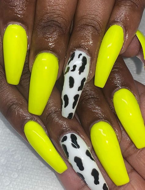 Aesthetic Nails, Cow Print, Cow, Nails, Yellow, Quick Saves