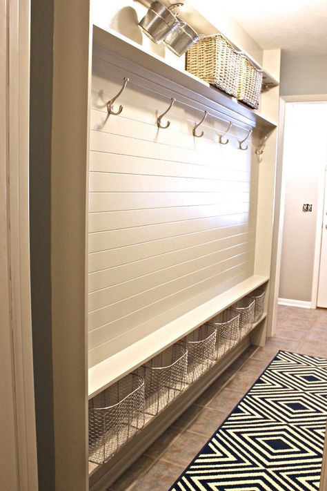 narrow hallway mudroom (The Creativity Exchange) Small Entryway Ideas Narrow Hallways, Hallway Mudroom, Pegboard Storage, Narrow Entryway, Coat Storage, Corridor Design, Narrow Hallway Ideas, Small Entryways, Hal Decor