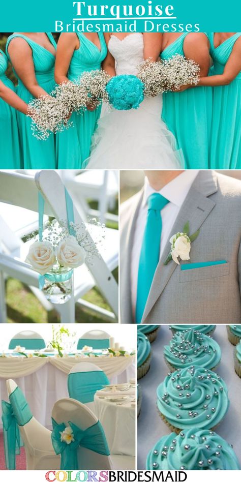 Turquoise And White Wedding Dress, Tourquise Bridesmaid Dresses, Turquoise White And Silver Wedding, Aqua And Silver Wedding, Wedding Turquoise Decoration, White And Turquoise Wedding Dress, Turquoise Theme Wedding, Turquoise Blue Wedding Theme, Torquise Wedding Theme