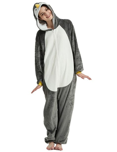 PRICES MAY VARY. Soft Plush Fleece Fabric Zip Up Closure, Built in Pockets This Adorable Penguin Pajamas Feature a Hood with Eyes, Nose. Suitable for Halloween Dress Up, Christmas, Cosplay Party, Homewear. ♥Size Chart♥ S for Height 4'11-5'3'', M for Height 5'3''-5'7'', L for Height 5'7''-5'11'', XL for Height 5'11''-6'3''. Penguin Costume Women, Halloween Costume Onsie, Animal Costumes Women, Penguin Halloween Costume, Penguin Onesie, Shark Onesie, Penguin Pajamas, Penguin Costume, Pink Shark