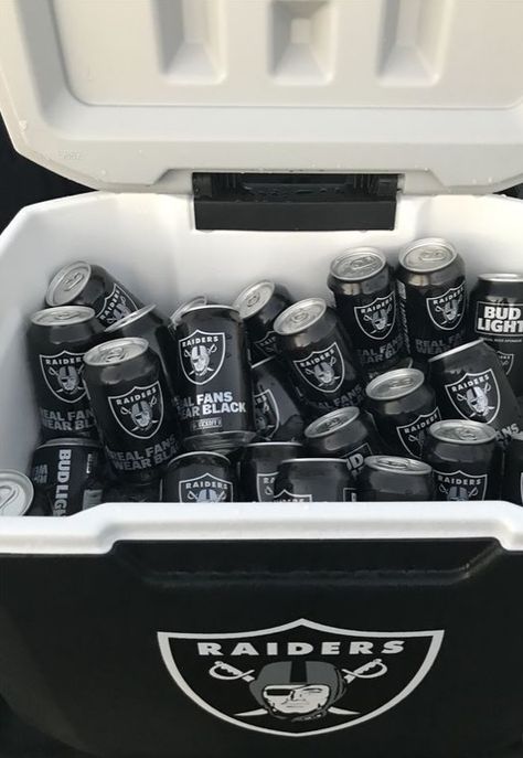 Raiders beers yes! Raiders Aesthetic, Oakland Raiders Shoes, Black Basement, Oakland Raiders Fans, Raiders Players, Raiders Nation, Raiders Stuff, Raiders Baby, Raiders Football