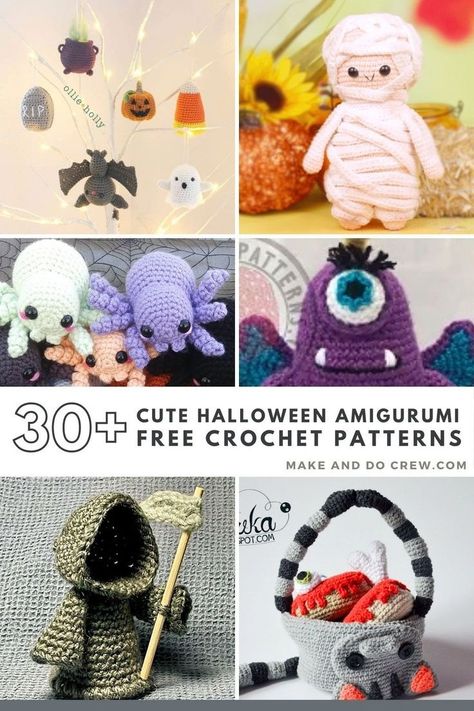 Diy Eyeballs, Crochet Spiders, Cutest Amigurumi, Crochet Halloween Patterns Free, Crochet Halloween Decorations, Spooky Crochet, Candy Alternatives, Crochet Pumpkins, Make And Do Crew