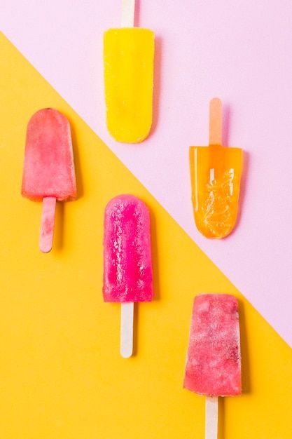 Top view ice cream sticks | Free Photo #Freepik #freephoto #table Ice Popsicle, Ice Cream Sticks, Ice Cream Business, Ice Cream Cart, Ice Cream Stick, Cold Desserts, Ice Cream Popsicles, Candy Shop, Frozen Treats