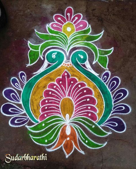 free hand rangoli designs with colours #modernrangolikolamdesignswithcolours #RangoliDesignsWithColours #simplecolourrangoli #colourfulrangolidesigns #simple rangoli designs with colour Discover stunning modern rangoli kolam designs with vibrant colors that will add a touch of elegance to your home. Free Hand Rangoli Designs With Colours, Rangoli Kolam Designs With Colour, New Latest Blouse Design, Mugullu Rangoli Designs, Modern Rangoli, Rangoli Designs Videos, Blouse Designs Images, Rangoli Designs With Colours, Banarasi Blouse