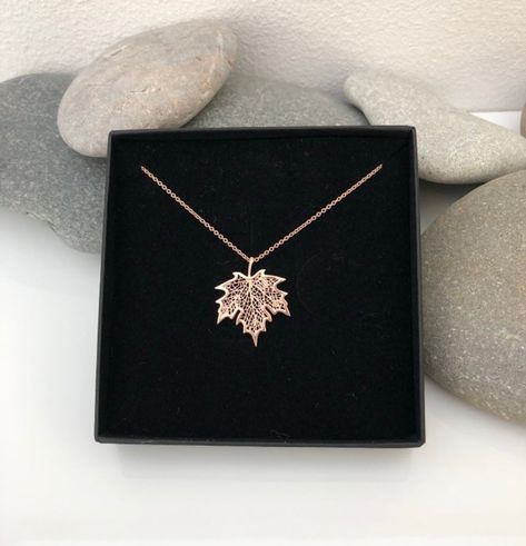 Buy Rose Gold Maple Leaf Necklace. Delicate Sterling Silver Maple online on Etsy India. Shop for handmade, vintage and unique Charm Necklaces items from Lovedbyvenus online on Etsy Maple Leaf Pendant, Gold Pendant Designs, Cute Pendant Necklace, Cute Pendants, Maple Leaf Necklace, Leaf Jewellery, Silver Maple Leaf, Gold Leaf Pendant, Canadian Maple Leaf