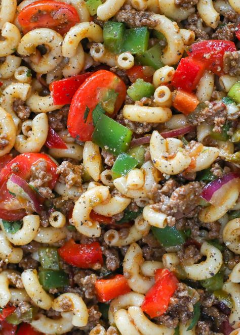 Spicy Pasta Salad, Jalapeno Vinaigrette, Cowboy Pasta Salad, Hamburger Pasta, Cowboy Pasta, Hamburger Dishes, Cold Pasta Salad Recipes, Blt Pasta Salads, Spicy Pasta