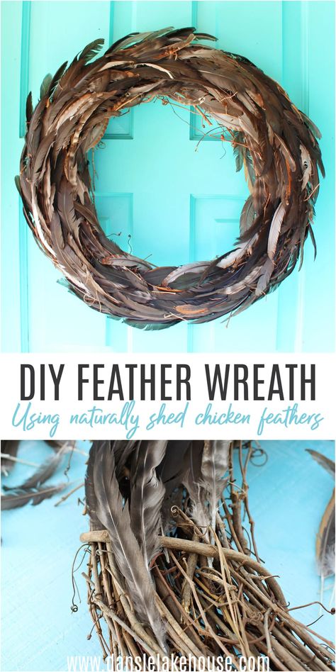 Need Feather Wreath Ideas/ Check Out This DIY Feather Wreath Tutorial (Using Chicken Feathers). Learn how to make a DIY feather wreath - it's EASY. Click through for this fall wreath DIY and more easy DIY fall craft ideas. Fall wreaths for front door inspiration and DIY fall wreaths. Fall DIY decor and fall DIY projects galore! Fall DIY decorations anyone can make, including fall DIY wreaths. Chicken crafts DIY ideas. Feather Wreaths Diy, Things To Do With Feathers Crafts Ideas, Chicken Feather Wreath Diy, Feather Wreath Diy How To Make, Feather Ideas Diy Crafts, Chicken Feathers Crafts, Feather Wreath Ideas, Chicken Feather Art, Wreaths With Feathers