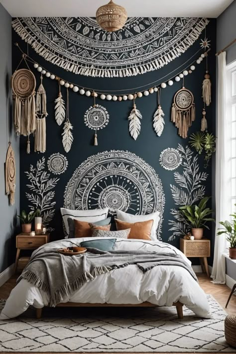 Bohemian Bedroom Decor Vintage, Colorful Bohemian Bedroom Decor, Colorful Bohemian Bedroom, Bedroom For Teenage Girl, Vintage Boho Bedroom, Boho Bedroom Green, Modern Bohemian Bedroom Decor, Bohemian Bedroom Decor Boho, Bedroom Canvas Art