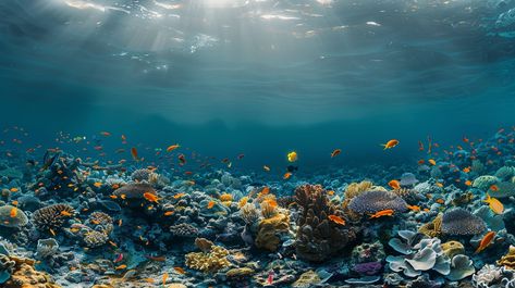 Underwater Coral Paradise: A vibrant underwater scene showcasing a diverse coral reef teeming with colorful marine life. #underwater #coral #reef #marine #life #aiart #aiphoto #stockcake ⬇️ Download and 📝 Prompt 👉 https://ayr.app/l/TV5p Coral Reef Horizontal, Paradise Images, Underwater Landscape, Life Underwater, Underwater Beauty, Underwater Scene, Coral Reef, Creative Words, Landscape Photos