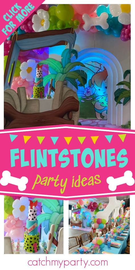 Hanna Dabba Two Birthday, Yabba Dabba Two Birthday Food, Flinstones Birthday Party Girl, Yabba Dabba Two Birthday Girl, Pebbles Birthday Party Ideas, Yabba Dabba Two Birthday, Flinstones Birthday Party, Flintstone Theme, Flintstones Birthday Party