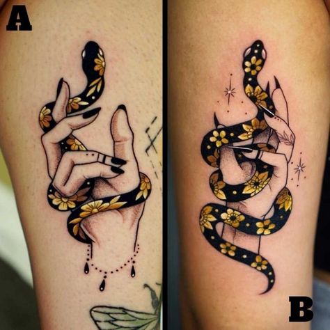 Small Witchy Tattoos, Witchy Tattoos, Small Tattoos Ideas, Acotar Funny, Matching Friend Tattoos, Snake Tattoos, Bestie Tattoo, Dibujos Tattoo, Wicked Tattoos