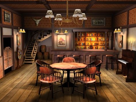 Saloon Wallpaper, Country Couches, Saloon Ideas, Neon Sign Room, Rental Makeover, Saloon Decor, Old West Saloon, Small Salon, Old West Town