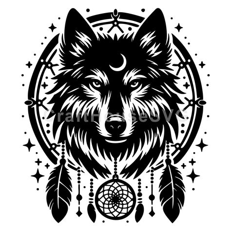 Wolf Wood Burning Pattern, Dreamcatcher Svg, Wolf Svg, Wolf Dreamcatcher, Nice Tattoos, High Jokes, Free Websites, Wolf Illustration, Wolf Images