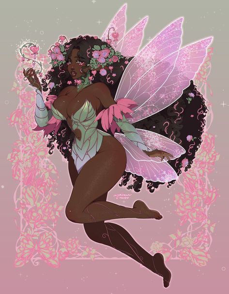 Faerie Aesthetic Clothes, She Was A Fairy, Black Artwork, Black Love Art, Black Art Pictures, Google Lens, Magic Art, Fairy Art, Cute Art Styles