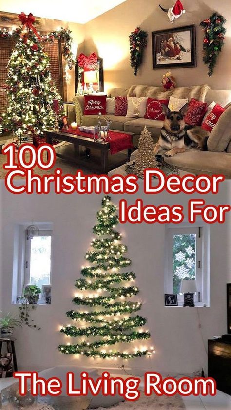 Easy Christmas Decorating Ideas For The Home, Diy Xmas Decorations Living Room, Xmas Indoor Decorations, Santa Wall Decor, Christmas Decor Ideas For A Small Apartment, Christmas Decor Ideas No Fireplace, New Christmas Tree Decor Ideas 2022, Christmas Decor Ideas For 2023, Xmas Decorating Ideas Living Rooms