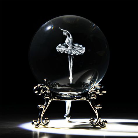 High Quality K9 Crystal-Pure crystal represents eternity, purity, happiness and luck. Each flawless crystal ball is handmade, polished, and inspected to ensure the highest K9 quality and consistency. Ballerina Spinning, Ballet Room, Music Box Ballerina, Ballet Recital, Office Supplies Desk Accessories, Glass Sphere, Ballerina Dancing, Ballet Beautiful, 3d Laser