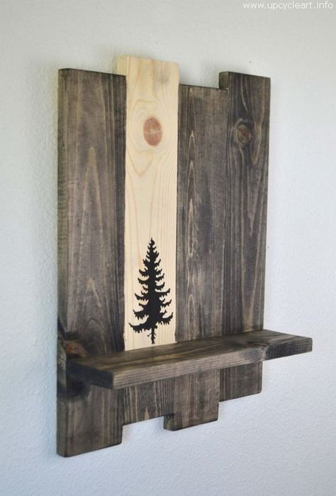 Nothing can match the beauty and attraction of a roughly recycled wood pallet wall shelf like this one. Though we have had some more options too… Budget Interior Design, Diy Casa, Pallet Wall, Pallet Crafts, Diy Holz, Wooden Shelf, Wood Shelf, Pallet Art, Small Wood Projects