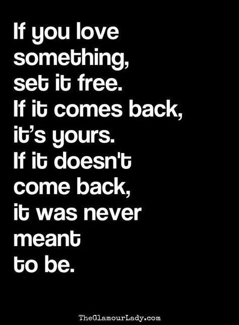 If you love something, set it free. If it comes back, it's yours. If it doesn't come back, it was never meant to be. Set It Free, Making A Relationship Work, Coban, Beautiful Love Quotes, If You Love Someone, Free Quotes, Beautiful Love, If You Love, Great Quotes