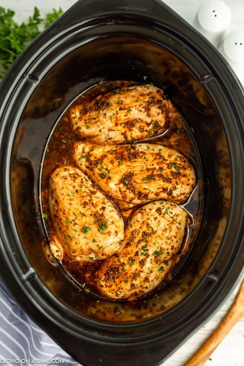 Crock Pot Chicken Breast - Easy Chicken Breasts In Crock pot Moist Crockpot Chicken Breast, Cooking Chicken In Crockpot, Best Crock Pot Chicken Recipes, Chicken Breast Recipes Crockpot Easy, Crockpot Chicken Breast Recipes Easy Crock Pot, Bone In Chicken Breast Recipes Crock Pot, Slow Cooker Recipes Chicken Breast, Chicken Breast In Crockpot Boneless, Frozen Chicken Breast Crockpot Recipes