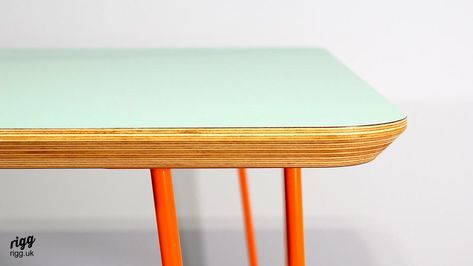 Ply Dining Table, Plywood Table Diy, Plywood Dining Table, Hay Loop Stand Table, Plywood Table Top, Table Legs Diy, Colourful Table, Shop Tables, Plywood Coffee Table