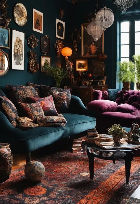 Unleash Your Creativity: Eclectic Maximalism, Dark Boho, and Dark Maximalism Home Decor Ideas | by PrimePicks | Jun, 2024 | Medium #Embracing #Eclectic #Charm #Transforming #Your #Apartment #into #an #Eclectic #Oasis #HomeInspiration #Garden #Kitchens #HomeStyle #InteriorInspo Dark Maximalism, Korean Bedroom, Maximalist Living Room, Maximalist Interior Design, Eclectic Maximalism, Maximalist Interior, Bold Decor, Eclectic Living Room, Maximalist Decor