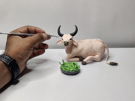 Cow Clay Art, Cow Polymer Clay, Cow Clay, Cow Diy, Cow Sculpture, Clay Cow, Cow Hooves, Bull Cow, A Cow