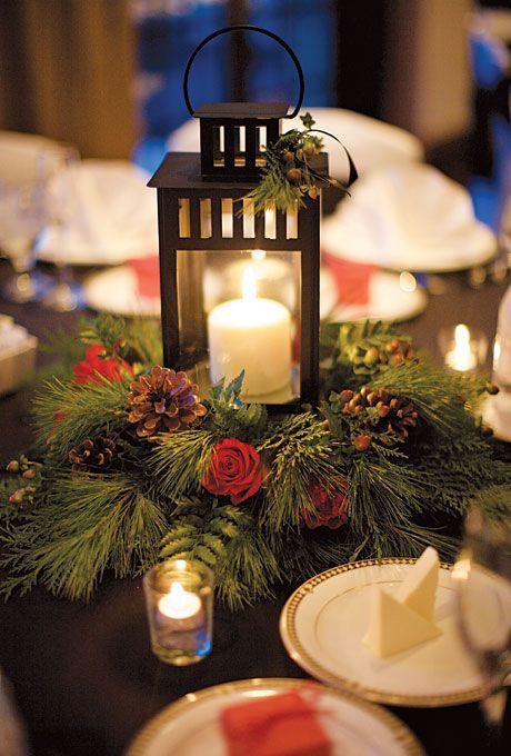 Christmas Wedding Centerpieces, Winter Wedding Table, Winter Wedding Centerpieces, Lantern Centerpiece Wedding, Winter Centerpieces, Lantern Centerpieces, Winter Wedding Decorations, Christmas Centerpieces Diy, Winter Wedding Flowers