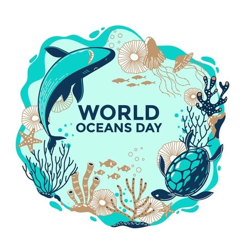 Hand drawn world oceans day concept | Free Vector #Freepik #freevector #hand #nature #fish #world World Ocean Day, World Oceans Day, Ocean Illustration, Baby Boy Newborn Photography, Watercolor Whale, Ocean Day, Cute Whales, Underwater Creatures, Underwater Life