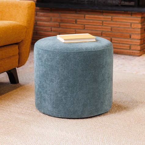 Etta Avenue™ Josiah Upholstered Pouf & Reviews - Wayfair Canada Round Pouf Ottoman, Ottoman Fabric, Contemporary Glam, Upholstered Stool, Fabric Ottoman, Vanity Stool, Round Ottoman, Ottoman In Living Room, Muted Tones