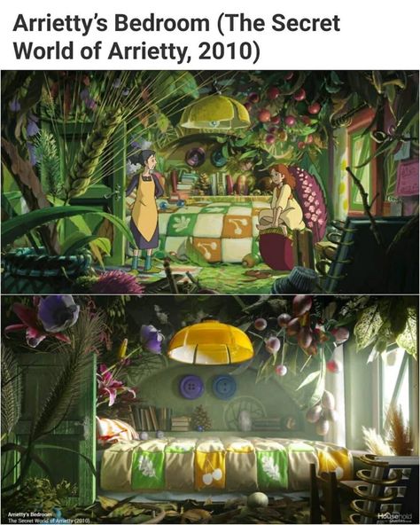 Arrietty's Room, The Secret World Of Arrietty, Secret World Of Arrietty, Studio Ghibli Background, Bg Design, Animal Crossing Wild World, Ghibli Artwork, Animal Crossing Characters, The Secret World