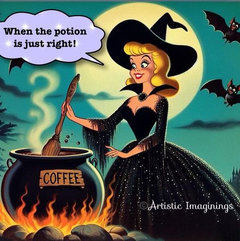 Sunday Witch, Friday Witch, Monday Witch, Witchy Sayings, Halloween Funnies, Cute Halloween Images, Witch Apothecary, Halloween Party Drinks, Spooky Coffee