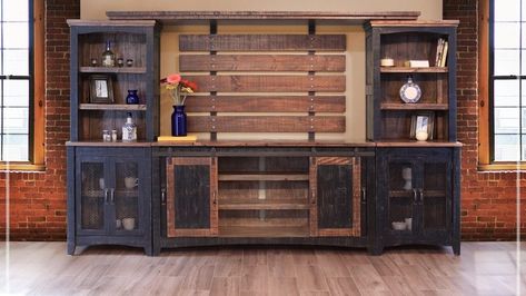 ifd370wallunit Rustic Entertainment Center, Barn Door Entertainment Center, Entertainment Center Wall Unit, Basement Living, Entertainment Wall, Entertainment Center Decor, Tv Stands And Entertainment Centers, Entertainment Room, Barn Doors Sliding