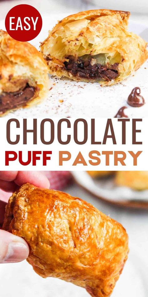 Satisfy your sweet cravings with an irresistible chocolate puff pastry cooked to perfection in an air fryer. It's an easy-to-make treat. Recipe With Puff Pastry Sheets, Sweet Puff Pastry Recipes, Chocolate Puff Pastry, Puff Pastry Chocolate, Puff Pastry Dessert, Sweet Puff Pastry, Puff Pastry Recipes Dessert, Easy Pastry Recipes, Batch Baking