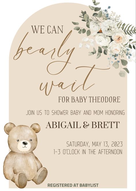 We Cant Bearly Wait, We Cant Bearly Wait Baby Shower Theme, Cant Bearly Wait, Colorful Gender Reveal, Bear Gender Reveal, Baby Shower Planner, October Baby Showers, Wedding Swag, Baby Shower Invites Neutral