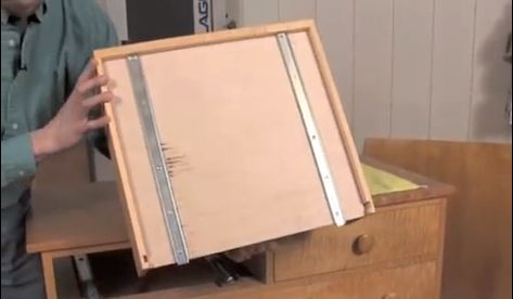 Installing Under-Mount Drawer Slides - Woodworking | Blog | Videos | Plans | How To Under Drawer Slides, Drawer Slides Ideas, Drawer Slides Installing, Bottom Mount Drawer Slides, Under Mount Drawer Slides, Diy Drawer Slides, Garbage Door, Workshop Drawers, Installing Drawer Slides