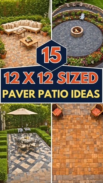 Elevate your outdoor space with these 15 creative 12×12 paver patio ideas. Discover stylish layouts and unique patterns that maximize your patio's potential. Explore various materials, colors, and design elements to create a functional and attractive outdoor area. From cozy seating arrangements to elegant fire pits, find inspiration to transform your 12×12 space into a perfect spot for relaxation and entertainment. Ideal for any backyard, these ideas offer something for every style. Stone Patio Small Backyard, Ground Level Patio Ideas, Fire Pit Ideas With Pavers, Paver Patios For Small Yards, Paver Designs Patterns Backyard, Paver Fire Pit Ideas, Paver Patio Patterns, Tile Patio Ideas, Square Patio Layout