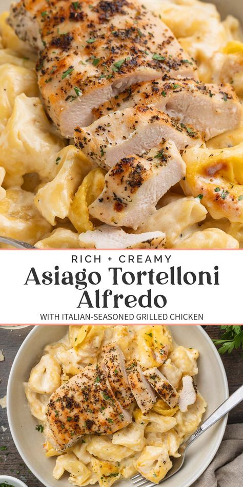 Asiago Chicken, Grilled Chicken Pasta, Chicken And Pasta, Pasta With Chicken, Chicken Tortellini, Tortellini Recipes, Italian Foods, Favorite Recipes Dinner, Delicious Pasta